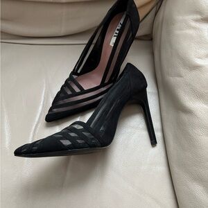 Zara Elegant Black Heels with Mesh Design